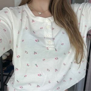 American Eagle floral waffle knit long sleeve top, size Small, worn once